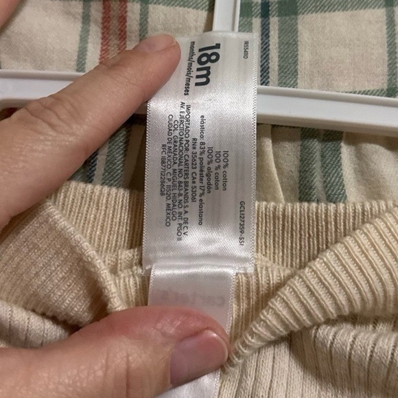 Carter's Baby Outfit Girl 18M Plaid Tunic Leggings Headband Set Button Front - Picture 9 of 9